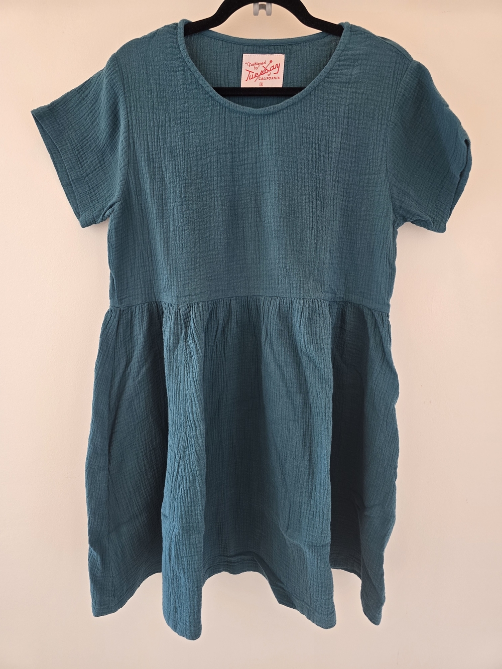Everyday Teal Cotton Babydoll Dress - Women's Casual